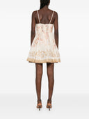 Zimmermann Hypnotische Leinen- und Seiden -Mini -Kleid