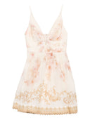 Zimmermann Hypnotische Leinen- und Seiden -Mini -Kleid