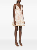 Zimmermann Hypnotische Leinen- und Seiden -Mini -Kleid