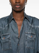 Pierre Louis Mascia Denim Print Silk Shirt