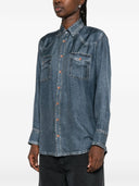 Pierre Louis Mascia Denim Print Silk Shirt