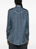 Pierre Louis Mascia Denim Print Silk Shirt