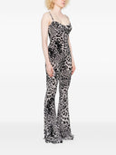 Norma Kamali Leopard Print Flared Jumpsuit