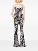 Norma Kamali Leopard Print Flared Jumpsuit