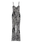 Norma Kamali Leopard Print Flared Jumpsuit