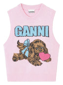 Ganni Puppy Love wełniana kamizelka wełniana