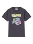 Ganni Neon Welpe Bio -Baumwoll -T -Shirt