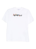 Fra hvide bogish blomster bomuld t -shirt