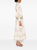 Vestido midi de lino impreso de Zimmermann