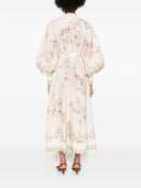 Vestido midi de lino impreso de Zimmermann
