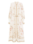 Vestido midi de lino impreso de Zimmermann