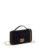 Valentino Garavani V Logo Signature Velvet Wallet On Chain