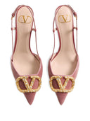 Valentino Garavani V Logo Signature Velvet Slingback Pumps