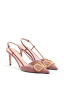 Valentino Garavani V Logo Signature Velvet Slingback Pumps