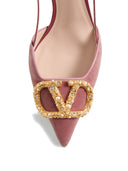 Valentino Garavani V Logo Signature Velvet Slingback Pumps