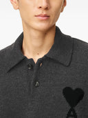 Ami Paris Ami De Coeur Wool Polo Shirt