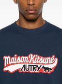 Autry x maison kitsune logo algodón camiseta