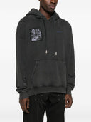 Off White Faded Painting Skate Cotton Hoodie
