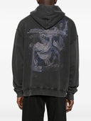 Off White Faded Painting Skate Cotton Hoodie
