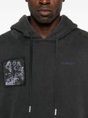 Off White Faded Painting Skate Cotton Hoodie
