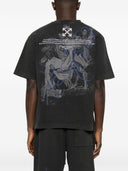 Off White Faded Painting Skate Cotton T Shirt