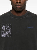Off White Faded Painting Skate Cotton T Shirt