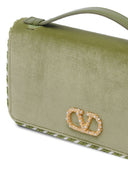 Valentino Garavani V Logo Signature Velvet Wallet On Chain