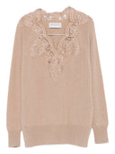Ermanno Firenze Embroidered V Necked Sweater
