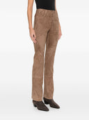 Via Masini 80 Leather Flared Leg Trousers