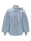 Zimmermann Denim Blus med knythals