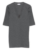 Brunello Cucinelli Baumwollpullover mit V-Ausschnitt