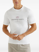 T-shirt in cotone con logo Brunello Cucinelli