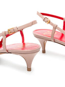 Valentino Garavani V Logo Signature Leather Slingback Pumps