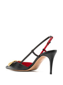 Escarpins à bride arrière en cuir avec logo V Valentino Garavani