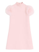 Vestido Valentino De Seda Y Lana Con Plumas