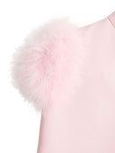 Vestido Valentino De Seda Y Lana Con Plumas