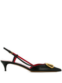 Valentino Garavani V Logo Signature Leather Slingback Pumps