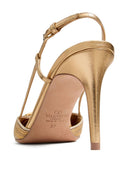 Valentino Garavani V Logo Signature Leather Slingback Pumps