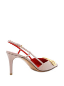 Décolleté slingback in pelle con logo V Valentino Garavani