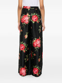 Dolce & Gabbana Roses Bouquet Print Silk Trousers