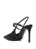 Escarpins à bride arrière en satin pré-soie exclusifs E.Armani