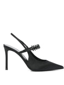 Escarpins à bride arrière en satin pré-soie exclusifs E.Armani