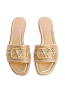 Valentino Garavani V Logo Signature Leather Flat Sandals