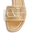 Valentino Garavani V Logo Signature Leather Flat Sandals