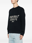 Felpa in cotone con logo Emporio Armani