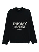 Felpa in cotone con logo Emporio Armani