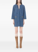 Valentino V Logo Signature Denim Short Dress