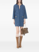 Valentino V Logo Signature Denim Short Dress
