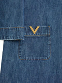 Valentino V Logo Signature Denim Short Dress