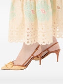 Valentino Garavani V Logo Signature Leather Slingback Pumps
